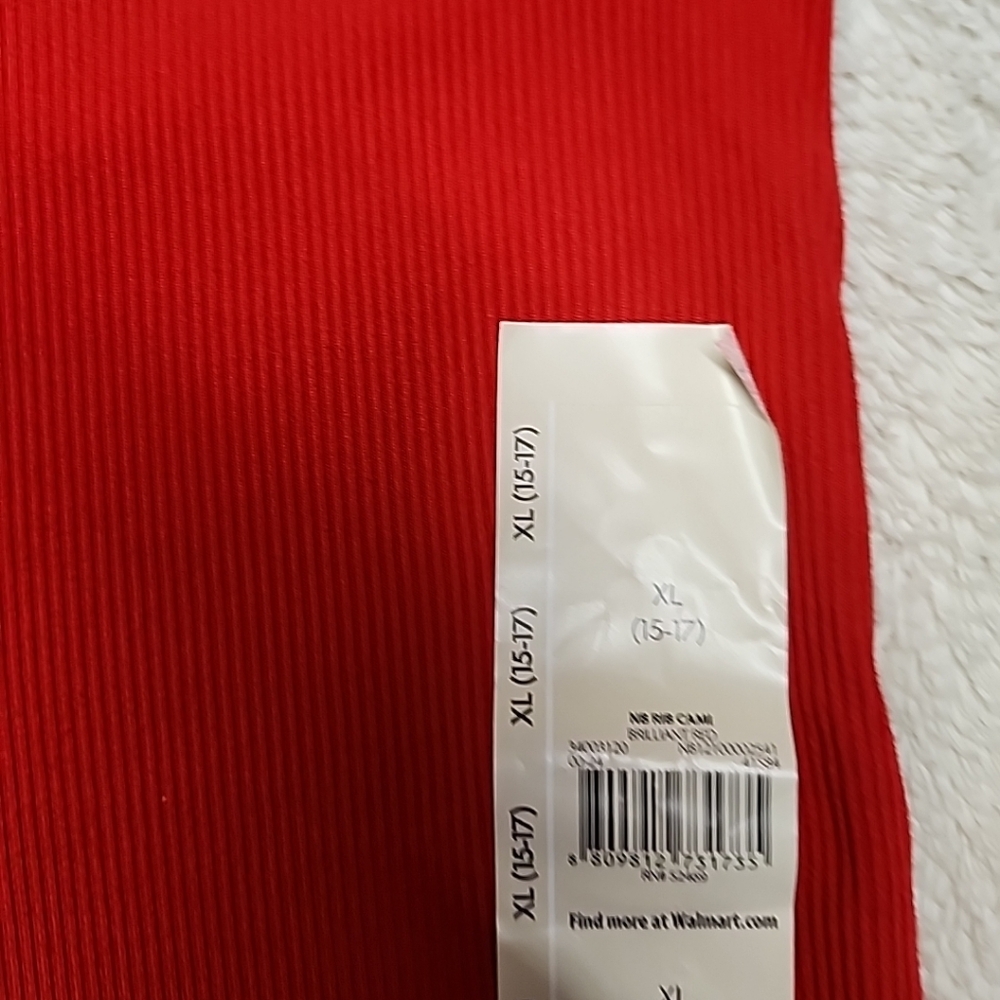 • NWT No Boundaries Women's Sleeveless Ribbed Cami Tank Top Size XL Red - Picture 6 of 12